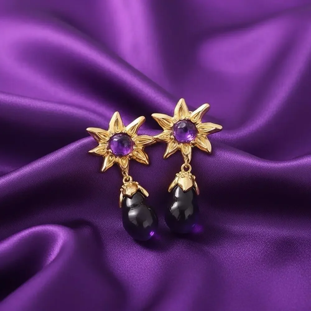 Flower Gold Lucite Earrings Sunflower Star Chunky Statement Boho Clear Cabochon